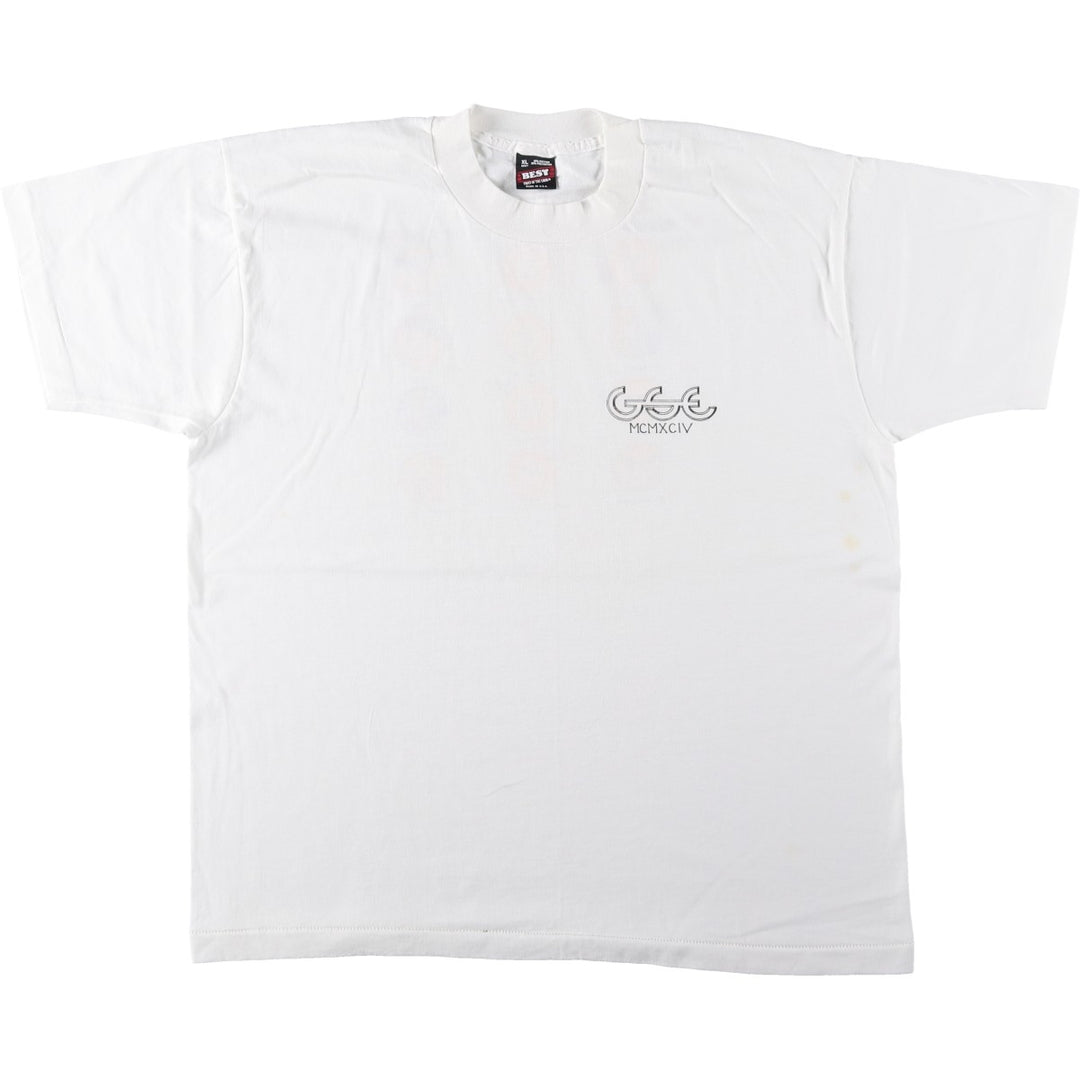 90'S Fruit of the Loom Best Printed T-shirt, Made in USA, Men's L size, Vintage cotton white type Vintage Second Hand