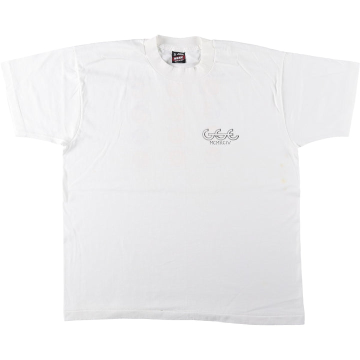 90'S Fruit of the Loom Best Printed T-shirt, Made in USA, Men's L size, Vintage cotton white type Vintage Second Hand