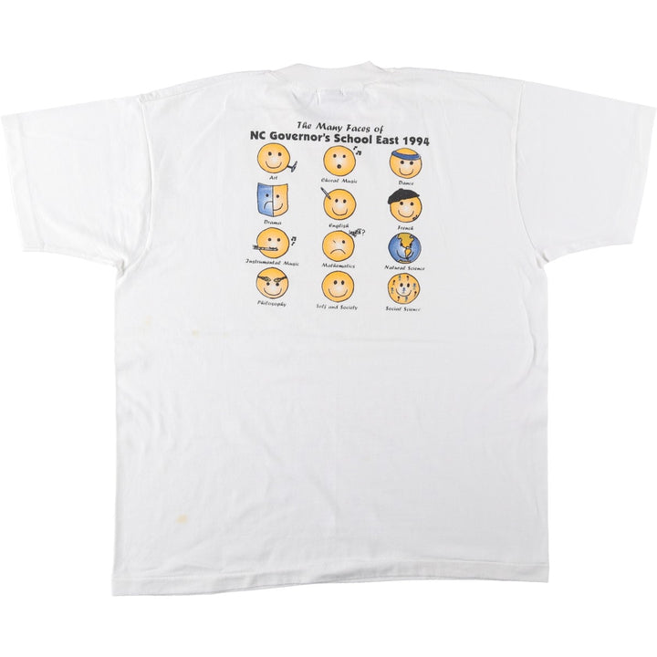 90'S Fruit of the Loom Best Printed T-shirt, Made in USA, Men's L size, Vintage cotton white type Vintage Second Hand