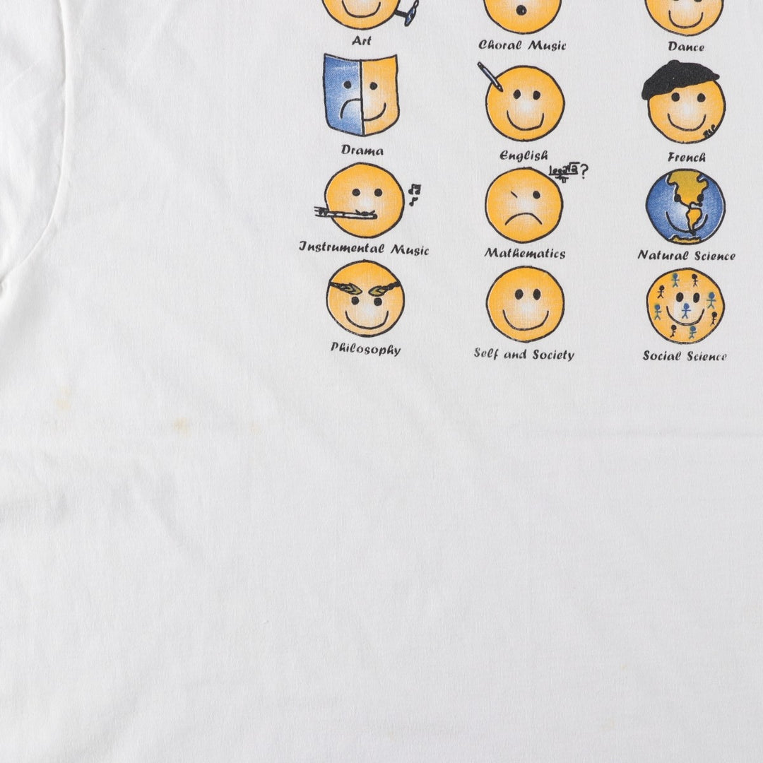 90'S Fruit of the Loom Best Printed T-shirt, Made in USA, Men's L size, Vintage cotton white type Vintage Second Hand
