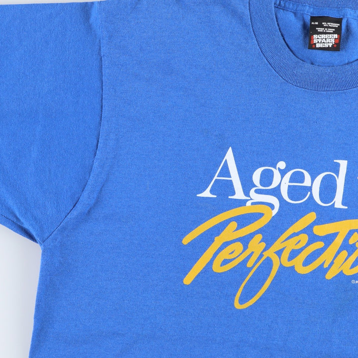 90'S Screen Stars Best Print T-Shirt, Made in Canada, Men's XL equivalent, Vintage cotton blue type Vintage Second Hand
