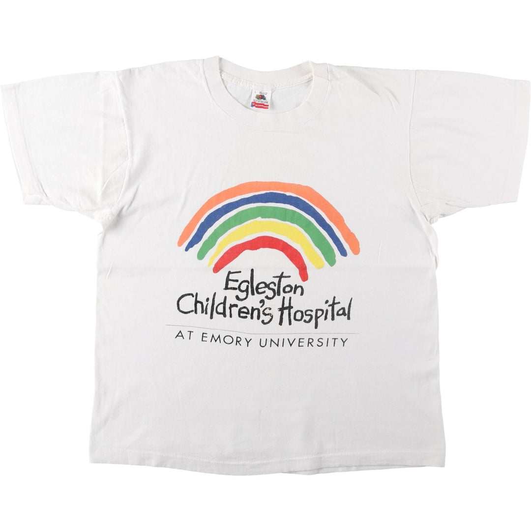 90'S Fruit of the Loom printed T-shirt, made in the USA, men's size L, vintage cotton white type Vintage Second Hand