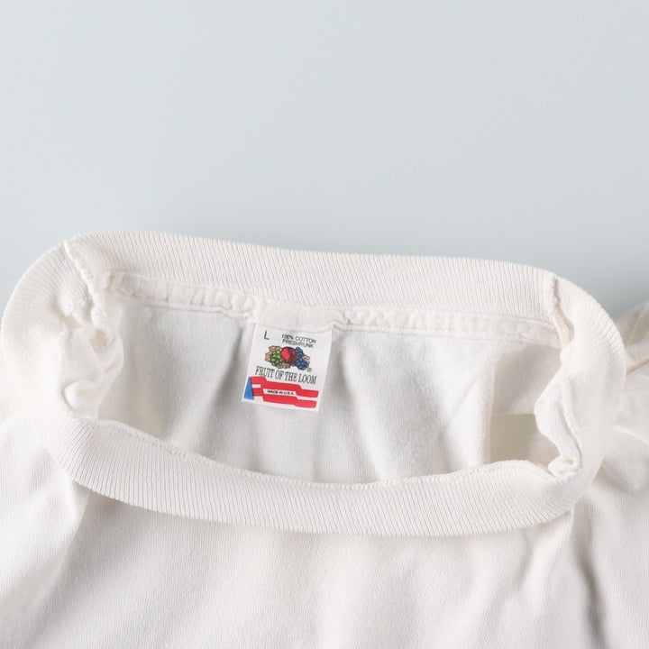 90'S Fruit of the Loom printed T-shirt, made in the USA, men's size L, vintage cotton white type Vintage Second Hand
