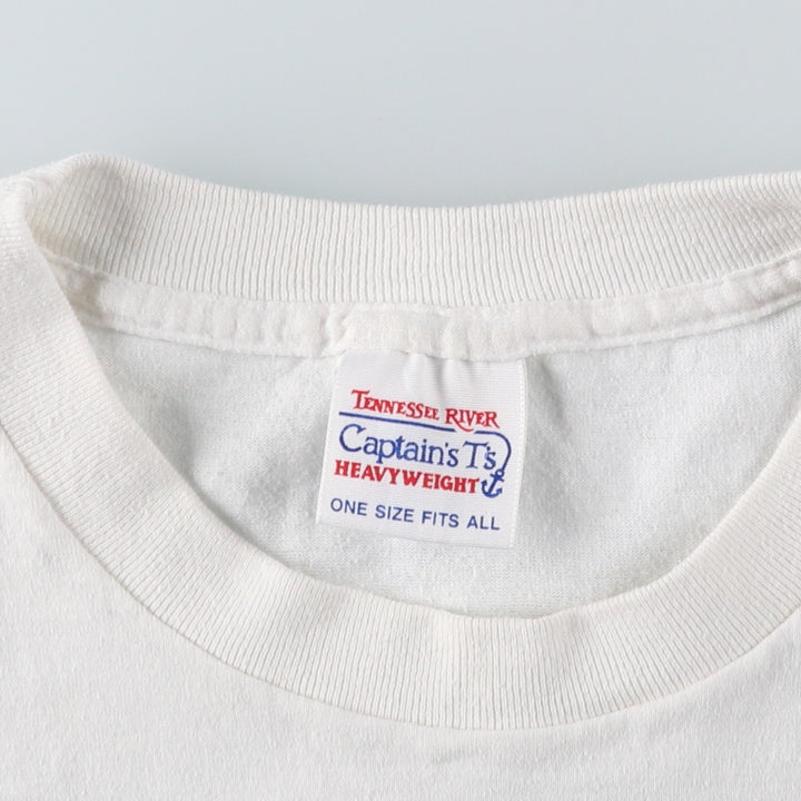 90'S TENNESSEE RIVER HEAVYWEIGHT Print T-Shirt, Made in USA, Men's XL equivalent, Vintage cotton white type Vintage Second Hand