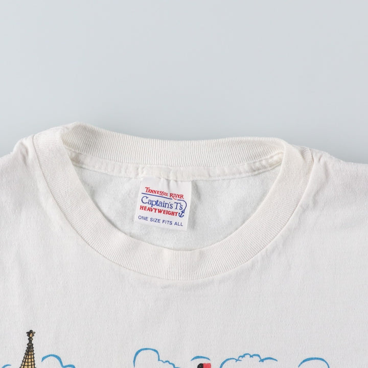 90'S TENNESSEE RIVER HEAVYWEIGHT Print T-Shirt, Made in USA, Men's XL equivalent, Vintage cotton white type Vintage Second Hand