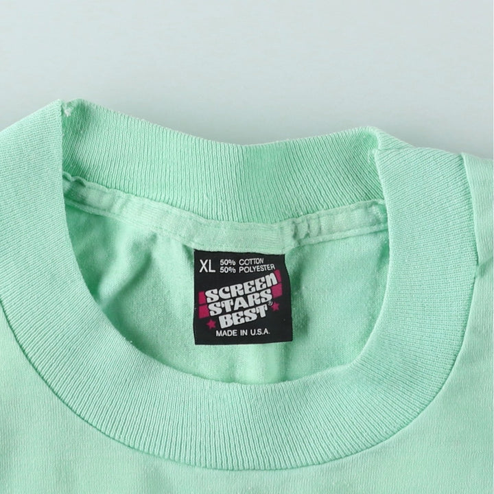 90'S Screen Stars Best Printed T-shirt Made in USA Men's XL Vintage cotton Mint green Vintage Second Hand