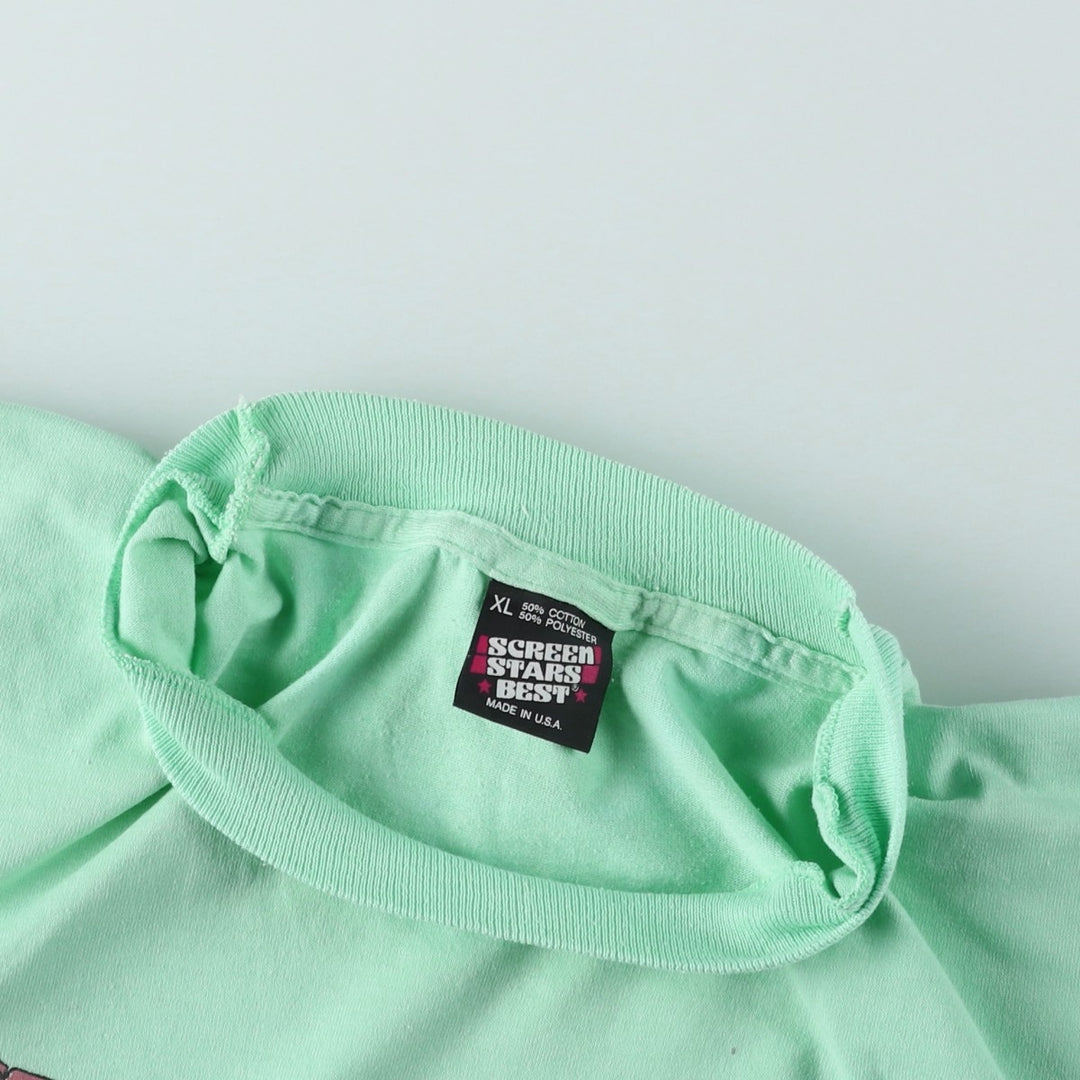 90'S Screen Stars Best Printed T-shirt Made in USA Men's XL Vintage cotton Mint green Vintage Second Hand