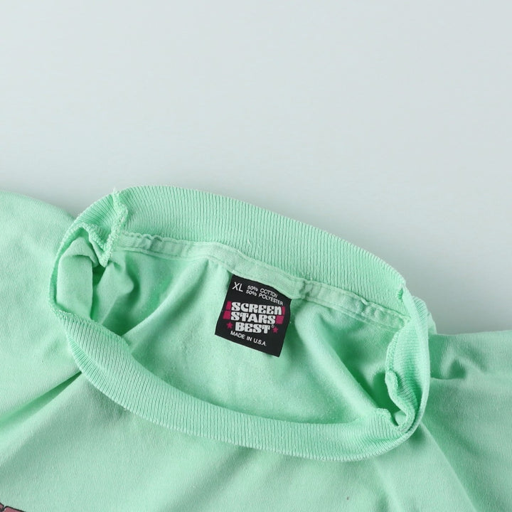 90'S Screen Stars Best Printed T-shirt Made in USA Men's XL Vintage cotton Mint green Vintage Second Hand