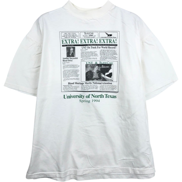 90'S SJM Print T-Shirt, Made in USA, Men's XXL equivalent, Vintage cotton white type Vintage Second Hand