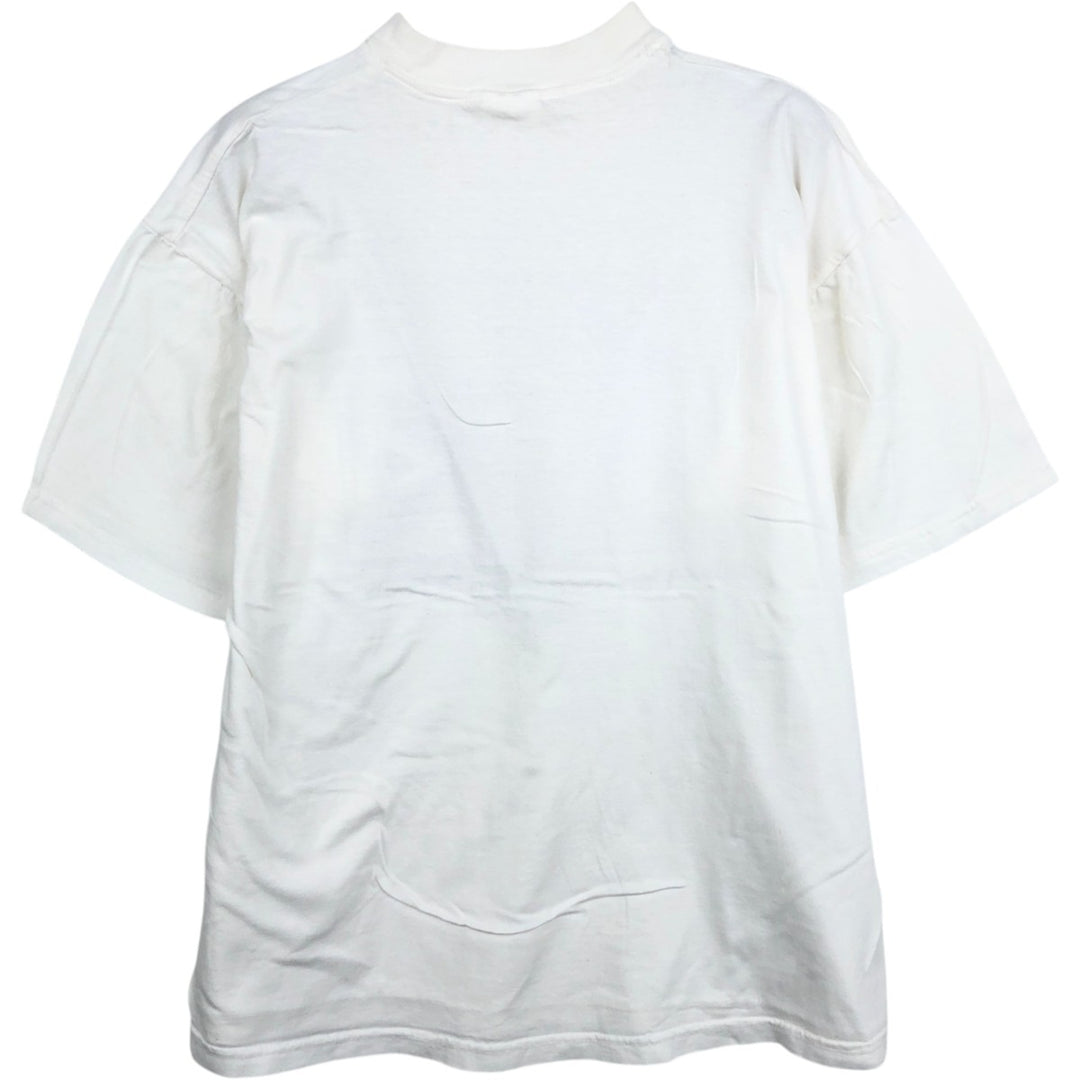 90'S SJM Print T-Shirt, Made in USA, Men's XXL equivalent, Vintage cotton white type Vintage Second Hand