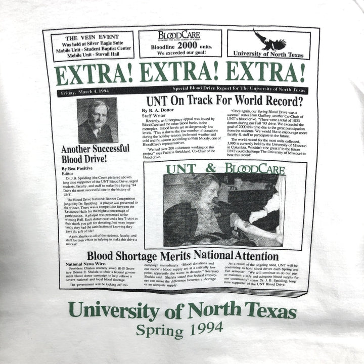 90'S SJM Print T-Shirt, Made in USA, Men's XXL equivalent, Vintage cotton white type Vintage Second Hand