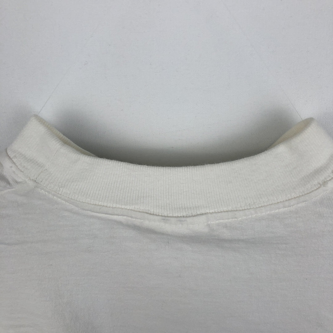 90'S SJM Print T-Shirt, Made in USA, Men's XXL equivalent, Vintage cotton white type Vintage Second Hand