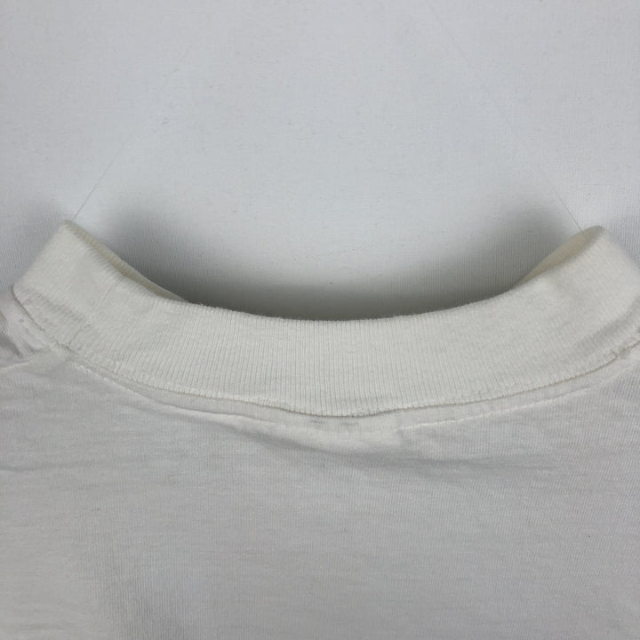 90'S SJM Print T-Shirt, Made in USA, Men's XXL equivalent, Vintage cotton white type Vintage Second Hand