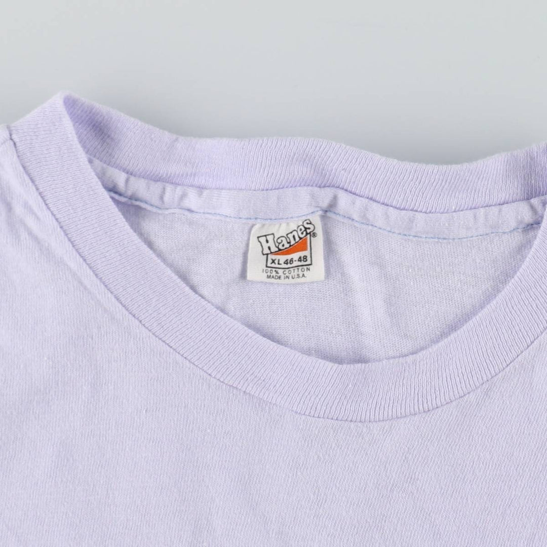 1970'S Hanes Triangle Tag Printed T-Shirt, Made in USA, Men's Size XL (Equivalent), Vintage cotton purple type Vintage Second Hand