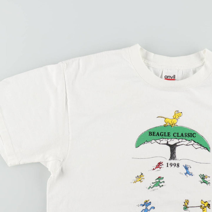 90'S Anvil Printed T-shirt, Men's XL, Vintage cotton white type Vintage Second Hand