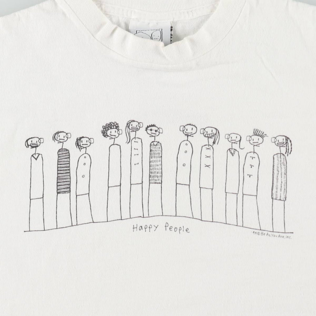 90'S Be As You Are Print T-Shirt, Made in USA, Men's Size M (approx.), Vintage cotton white type Vintage Second Hand