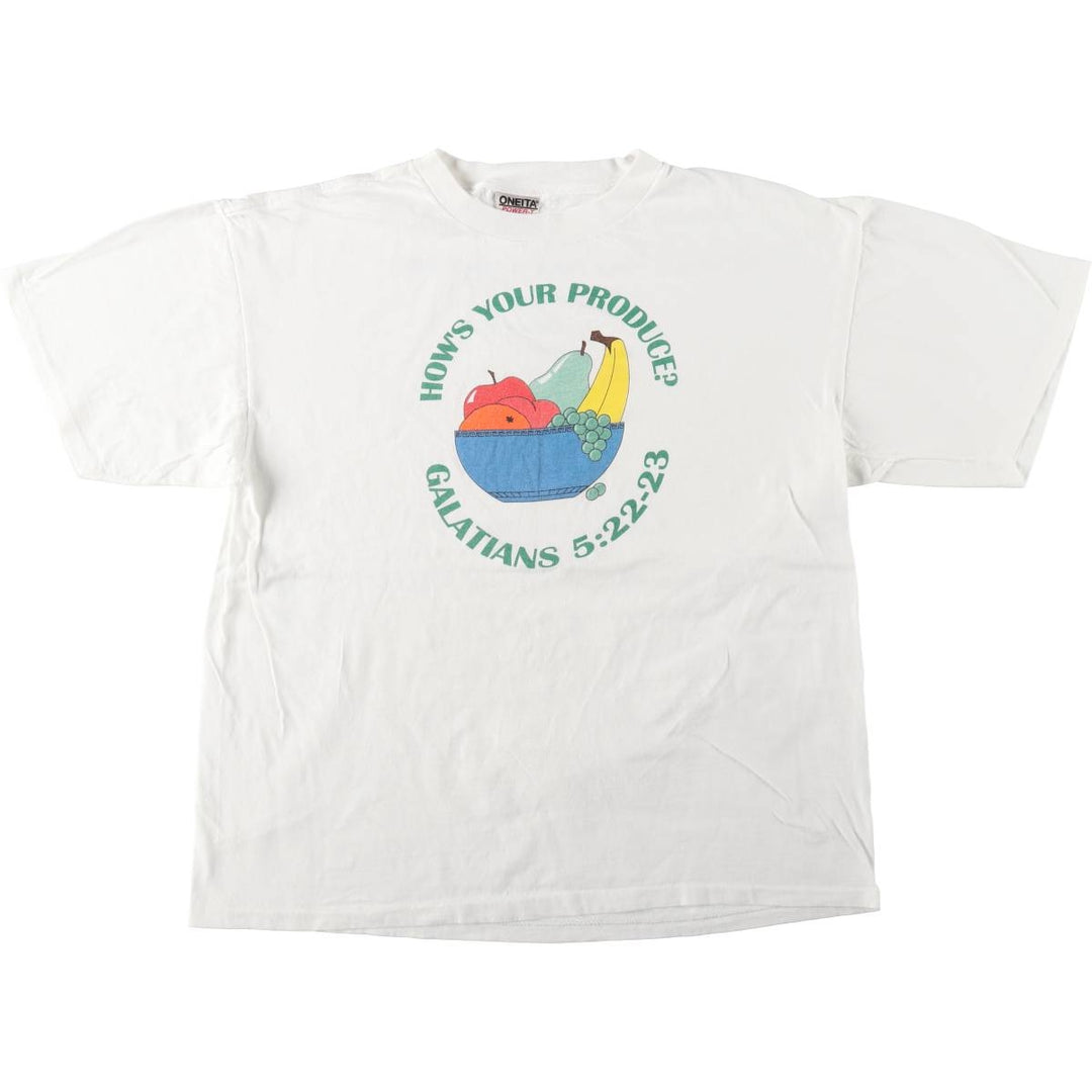 90'S ONEITA Message Print T-Shirt Men's XL Vintage cotton white type Vintage Second Hand