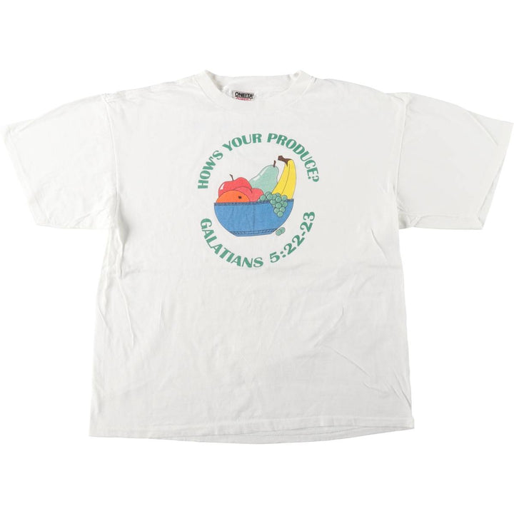 90'S ONEITA Message Print T-Shirt Men's XL Vintage cotton white type Vintage Second Hand