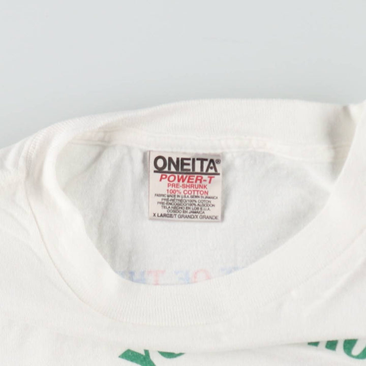 90'S ONEITA Message Print T-Shirt Men's XL Vintage cotton white type Vintage Second Hand