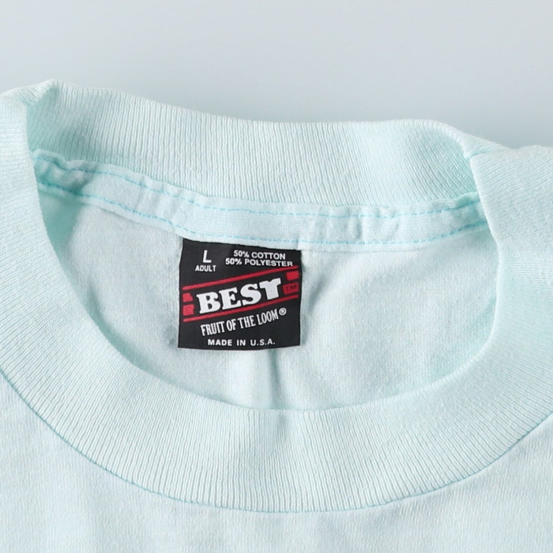 90'S Fruit of the Loom Best Dog Print T-Shirt, Men's Size L (approx.), Vintage cotton Blue type light blue Vintage Second Hand
