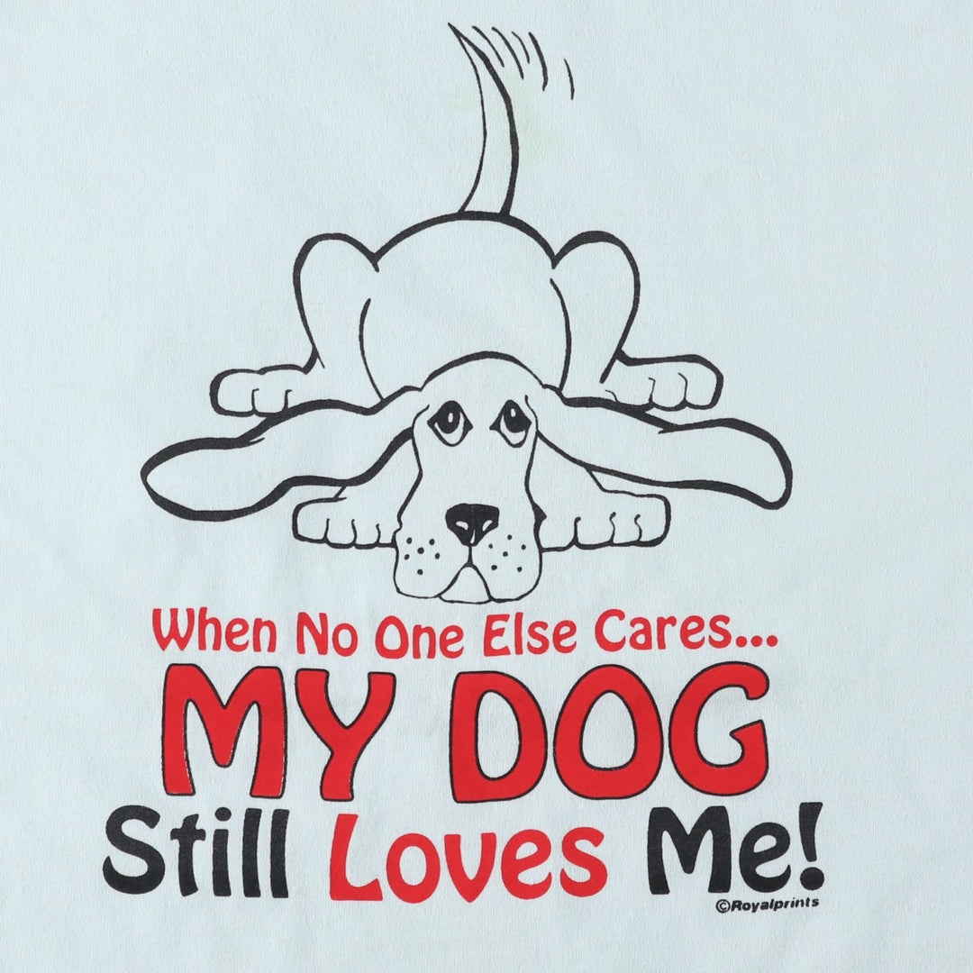 90'S Fruit of the Loom Best Dog Print T-Shirt, Men's Size L (approx.), Vintage cotton Blue type light blue Vintage Second Hand