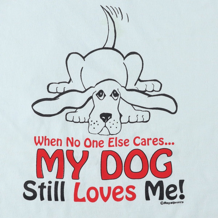 90'S Fruit of the Loom Best Dog Print T-Shirt, Men's Size L (approx.), Vintage cotton Blue type light blue Vintage Second Hand
