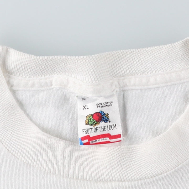 90'S Fruit of the Loom printed T-shirt, made in the USA, men's XL size, vintage cotton white type Vintage Second Hand
