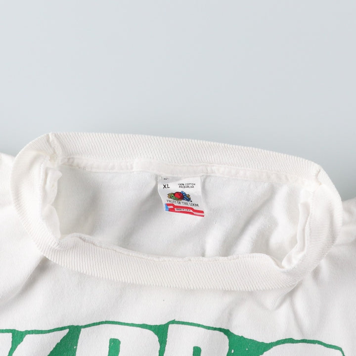 90'S Fruit of the Loom printed T-shirt, made in the USA, men's XL size, vintage cotton white type Vintage Second Hand