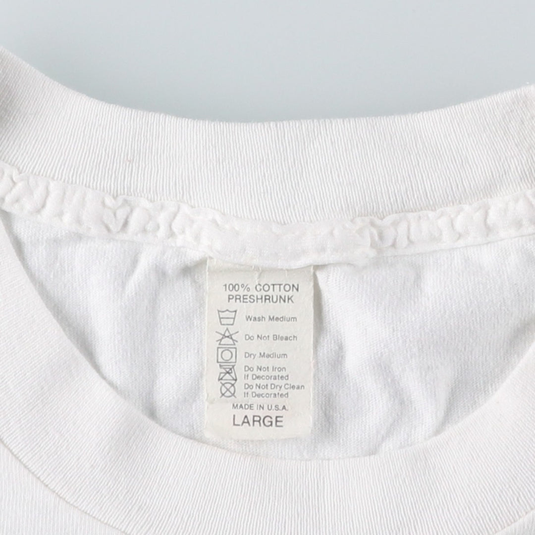 Printed T-shirt, Made in USA, Men's Size L cotton white type Vintage Second Hand