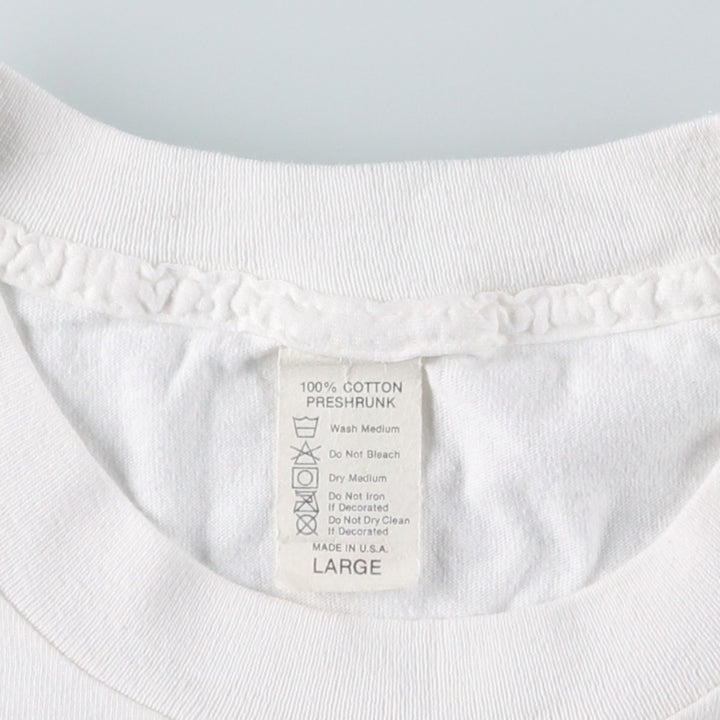 Printed T-shirt, Made in USA, Men's Size L cotton white type Vintage Second Hand
