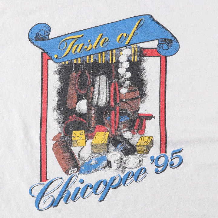 Printed T-shirt, Made in USA, Men's Size L cotton white type Vintage Second Hand