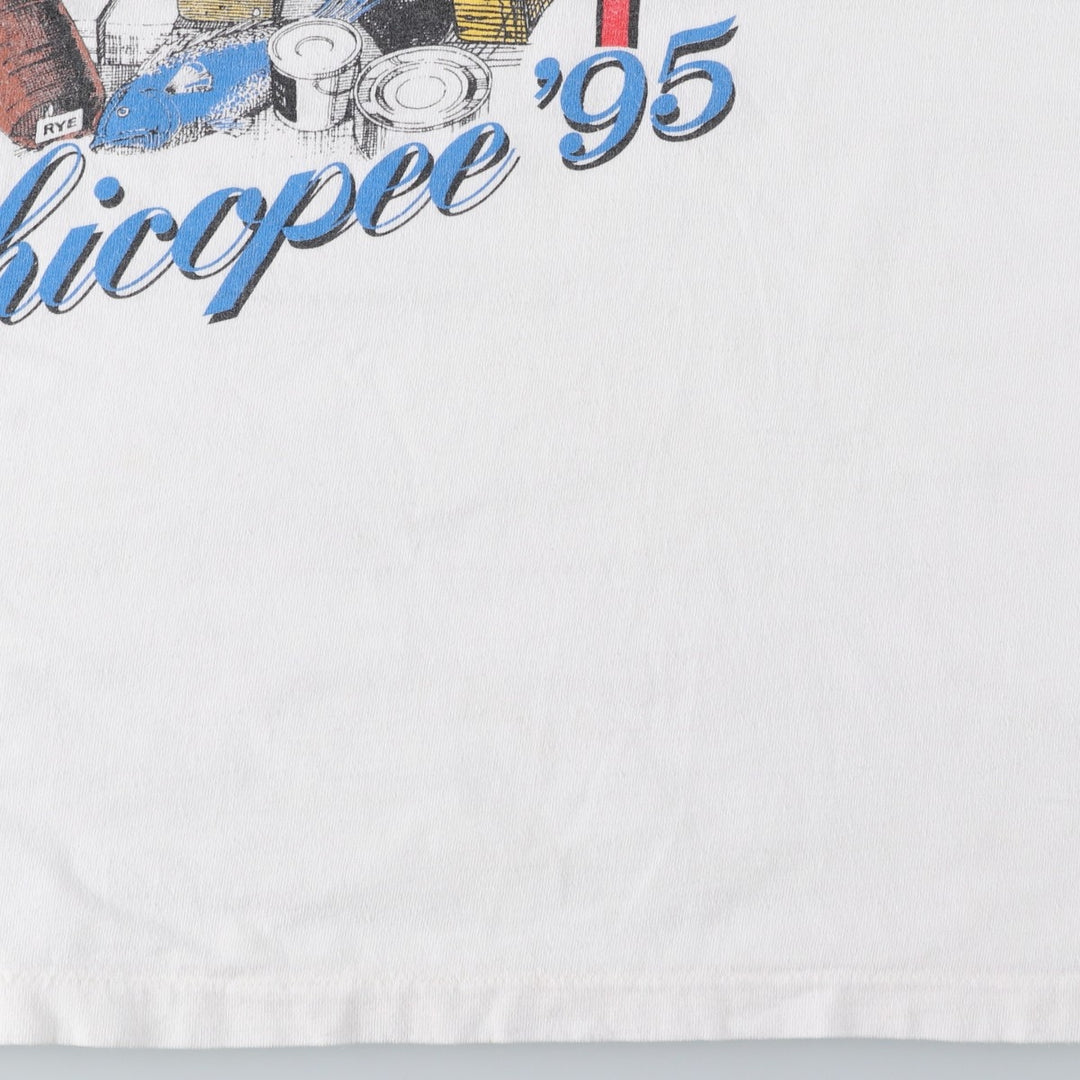 Printed T-shirt, Made in USA, Men's Size L cotton white type Vintage Second Hand