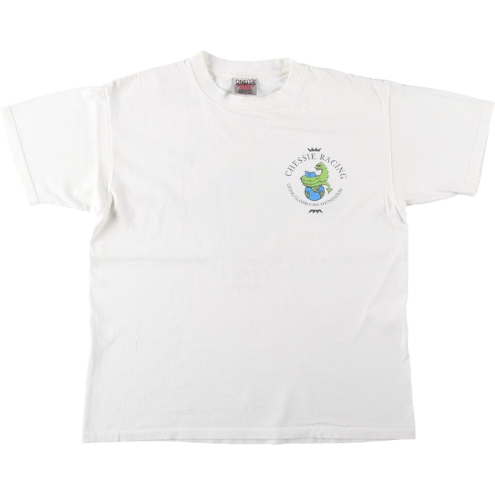 90'S ONEITA POWER-T Print T-Shirt, Men's Size L (Equivalent), Vintage cotton white type Vintage Second Hand