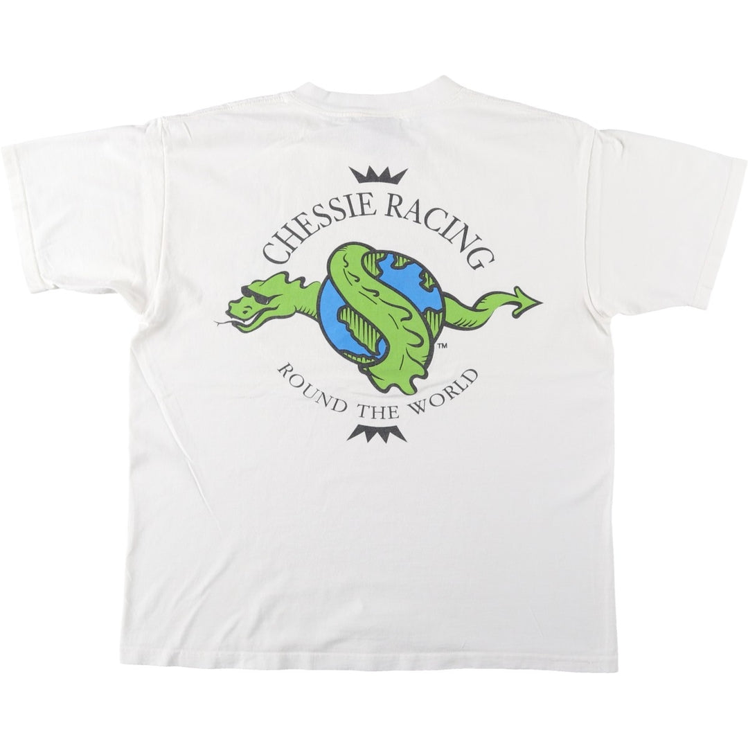 90'S ONEITA POWER-T Print T-Shirt, Men's Size L (Equivalent), Vintage cotton white type Vintage Second Hand