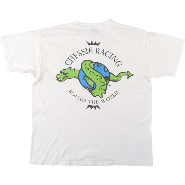 90'S ONEITA POWER-T Print T-Shirt, Men's Size L (Equivalent), Vintage cotton white type Vintage Second Hand
