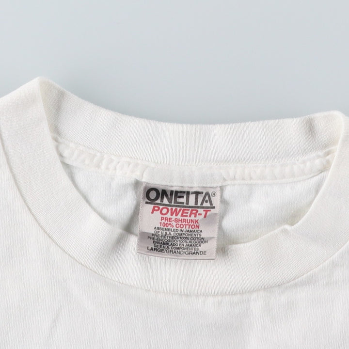 90'S ONEITA POWER-T Print T-Shirt, Men's Size L (Equivalent), Vintage cotton white type Vintage Second Hand