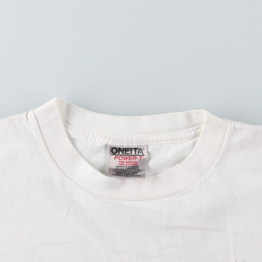 90'S ONEITA POWER-T Print T-Shirt, Men's Size L (Equivalent), Vintage cotton white type Vintage Second Hand