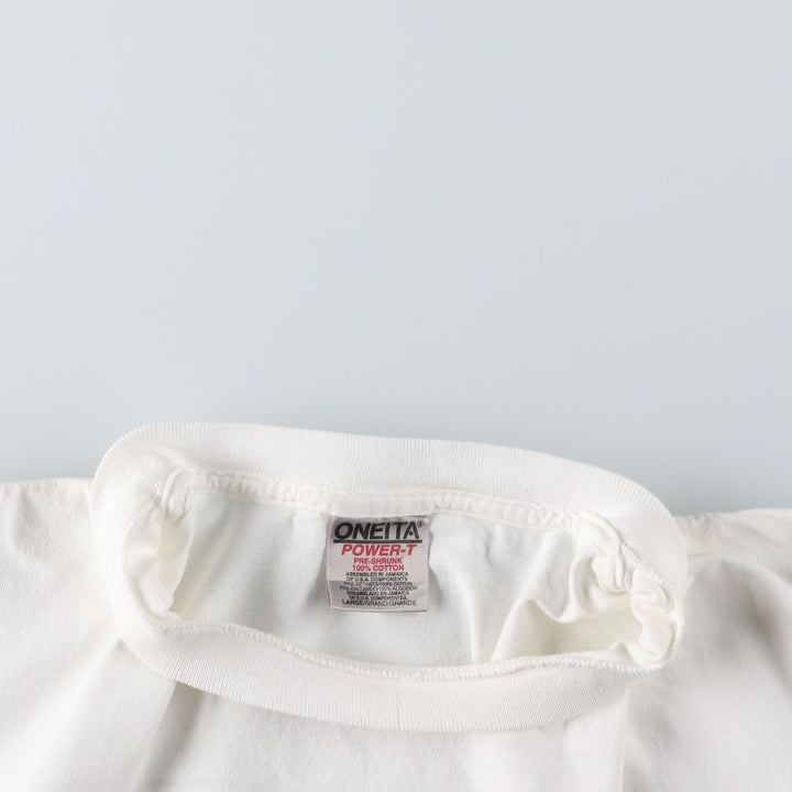 90'S ONEITA POWER-T Print T-Shirt, Men's Size L (Equivalent), Vintage cotton white type Vintage Second Hand