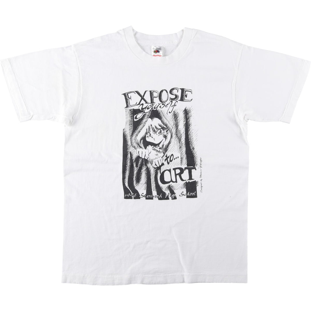 90'S Fruit of the Loom printed T-shirt, men's XL size, vintage cotton white type Vintage Second Hand