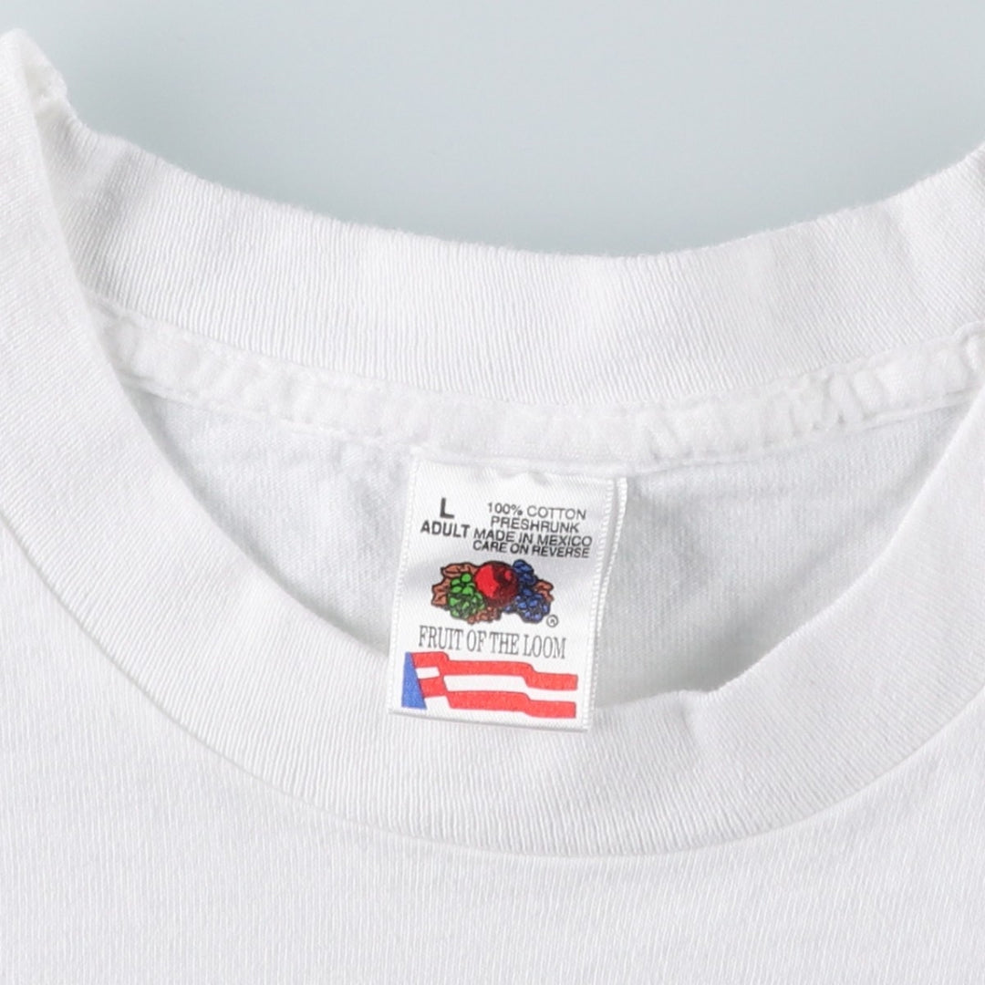 90'S Fruit of the Loom printed T-shirt, men's XL size, vintage cotton white type Vintage Second Hand