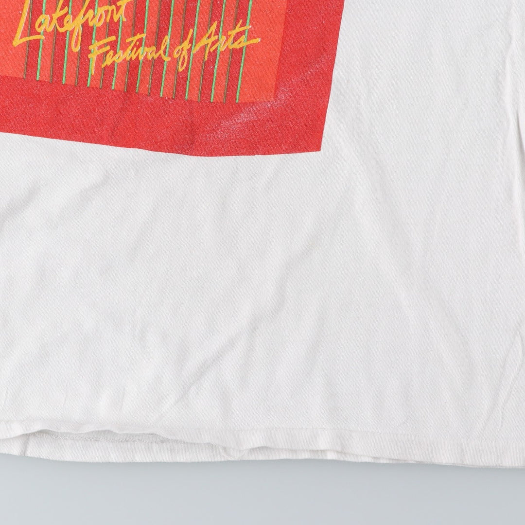 90'S Cal Cru Print T-Shirt, Made in USA, Men's Size L (Equivalent), Vintage cotton white type Vintage Second Hand