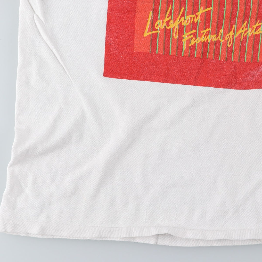 90'S Cal Cru Print T-Shirt, Made in USA, Men's Size L (Equivalent), Vintage cotton white type Vintage Second Hand