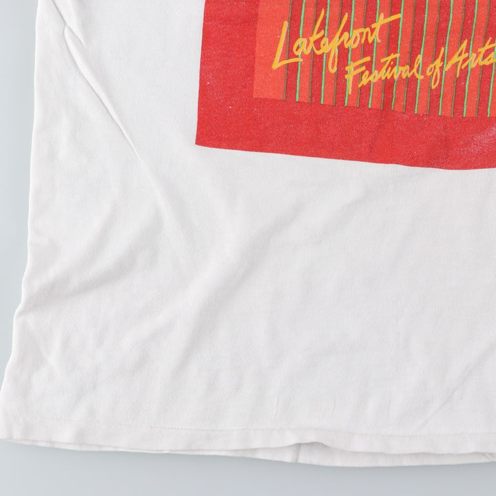 90'S Cal Cru Print T-Shirt, Made in USA, Men's Size L (Equivalent), Vintage cotton white type Vintage Second Hand