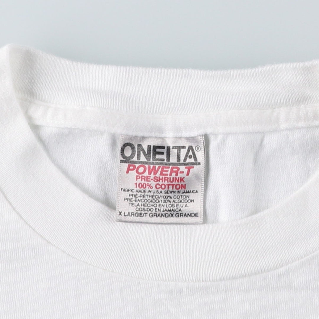 90'S ONEITA POWER-T Animal Pattern Print T-Shirt, Made in USA, Men's XL equivalent, Vintage cotton white type Vintage Second Hand