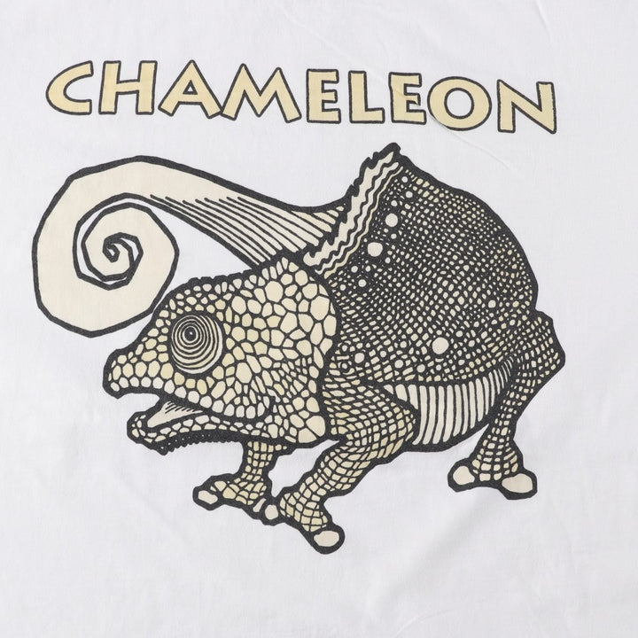 90'S ONEITA POWER-T Animal Pattern Print T-Shirt, Made in USA, Men's XL equivalent, Vintage cotton white type Vintage Second Hand