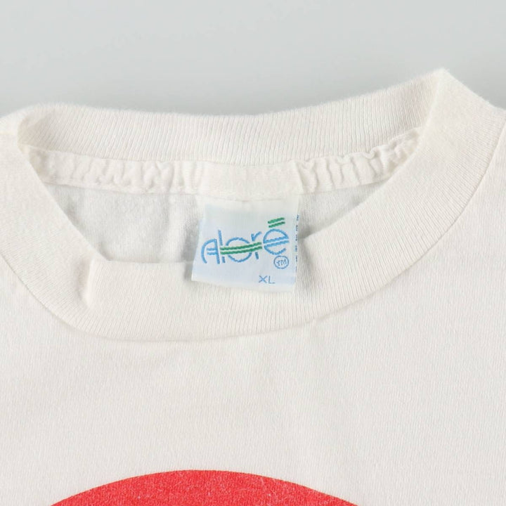 80s-90'S Alore Print T-Shirt, Made in USA, Men's XL equivalent, Vintage cotton white type Vintage Second Hand