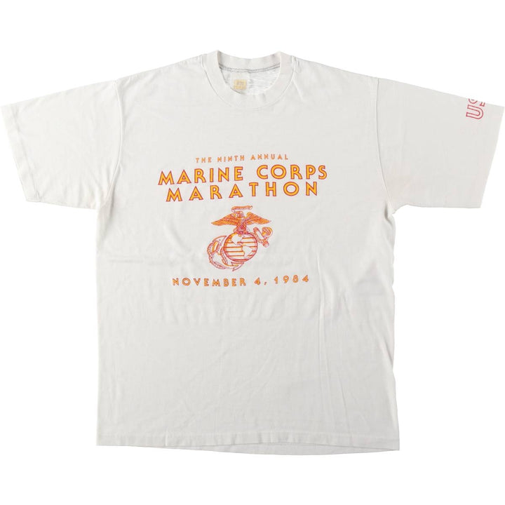 ~90'S Velva Sheen USMC (United States Marine Corps) Military Print T-Shirt, Men's XL (approx.), Vintage polyester white type Vintage Second Hand
