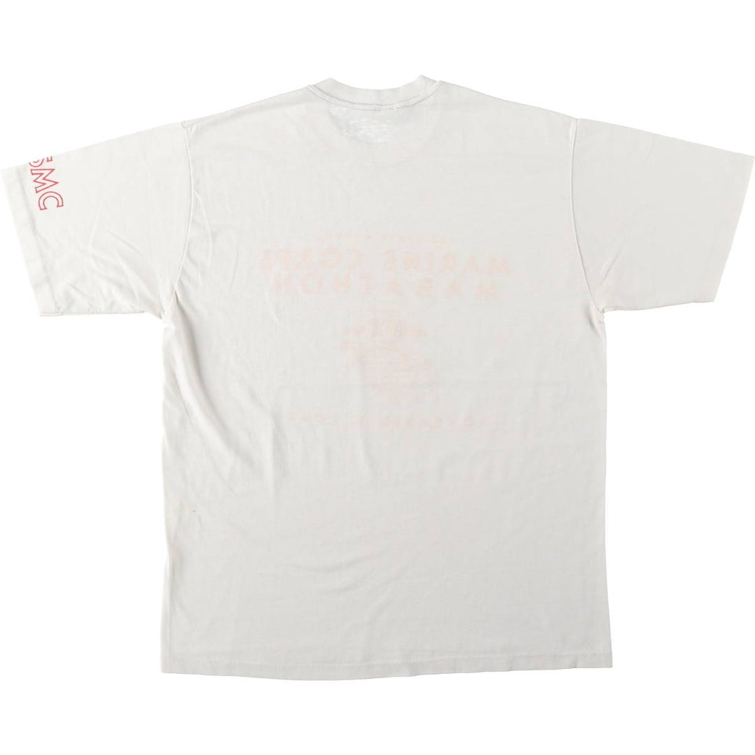 ~90'S Velva Sheen USMC (United States Marine Corps) Military Print T-Shirt, Men's XL (approx.), Vintage polyester white type Vintage Second Hand