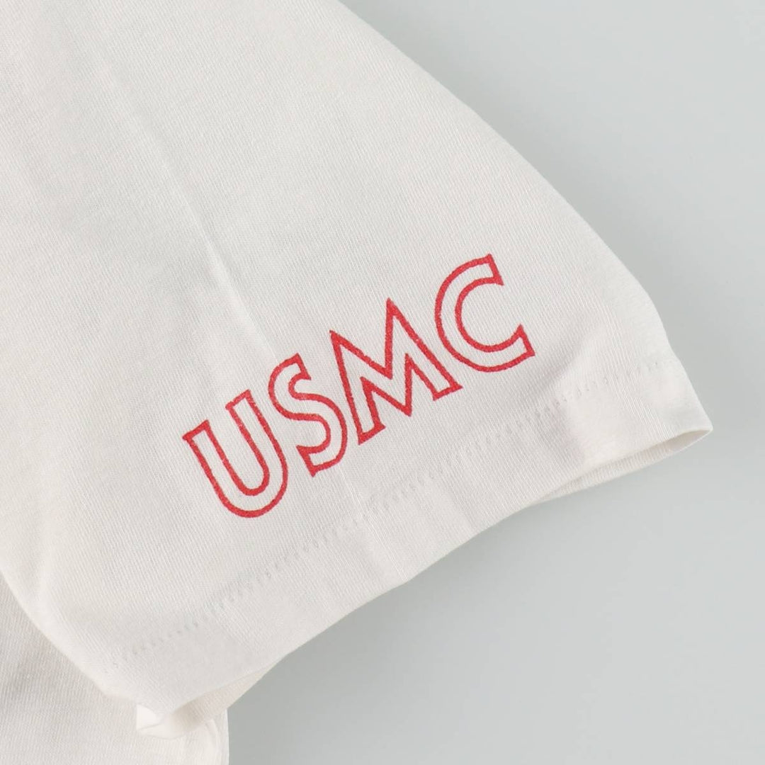 ~90'S Velva Sheen USMC (United States Marine Corps) Military Print T-Shirt, Men's XL (approx.), Vintage polyester white type Vintage Second Hand