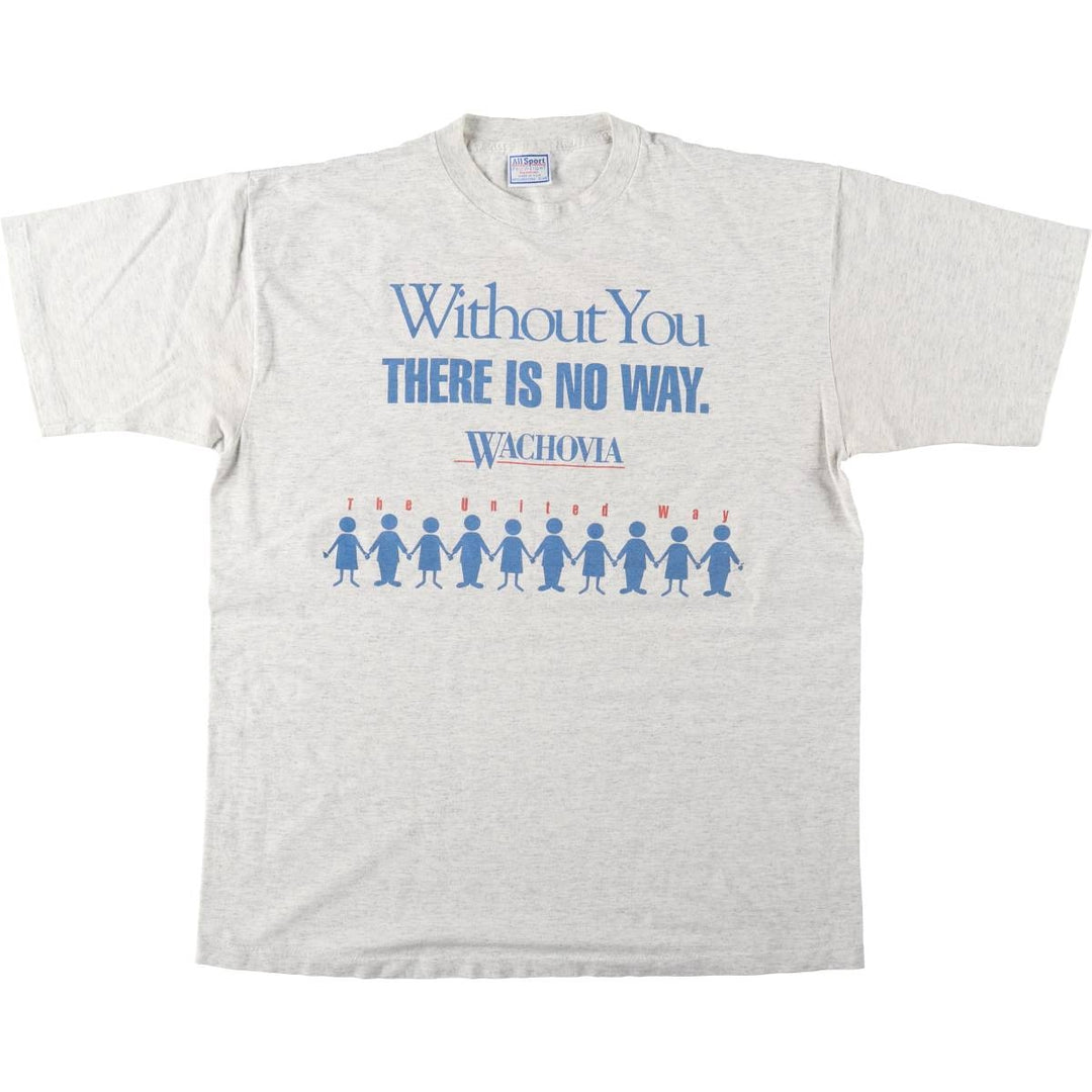 90'S All Sport Message Print T-Shirt, Made in USA, Men's XL (approx.), Vintage cotton gray type Vintage Second Hand